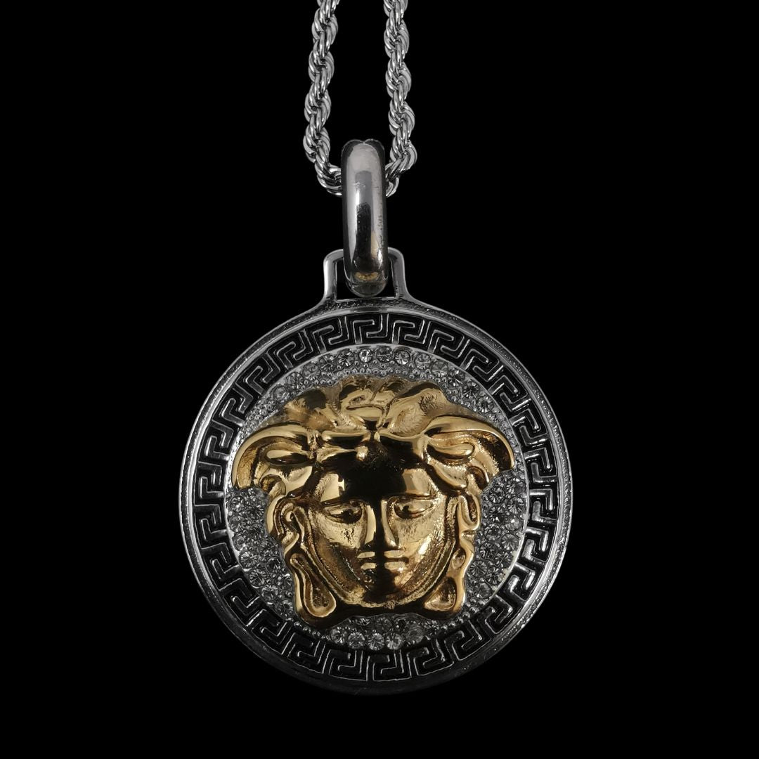 Silver Pendant Round Gold Head Versace