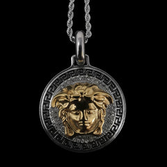 Silver Pendant Round Gold Head Versace