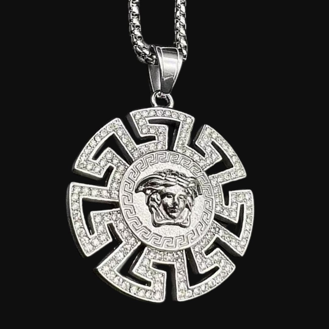Silver Round Versace Pendant