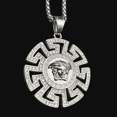 Silver Round Versace Pendant