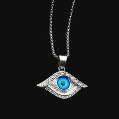 Silver All Seeing Blue Eye Pendant