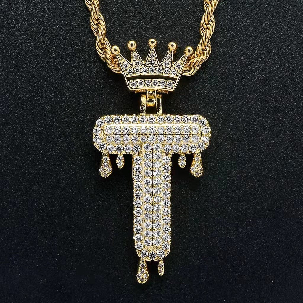 Gold Drip Letter Pendant