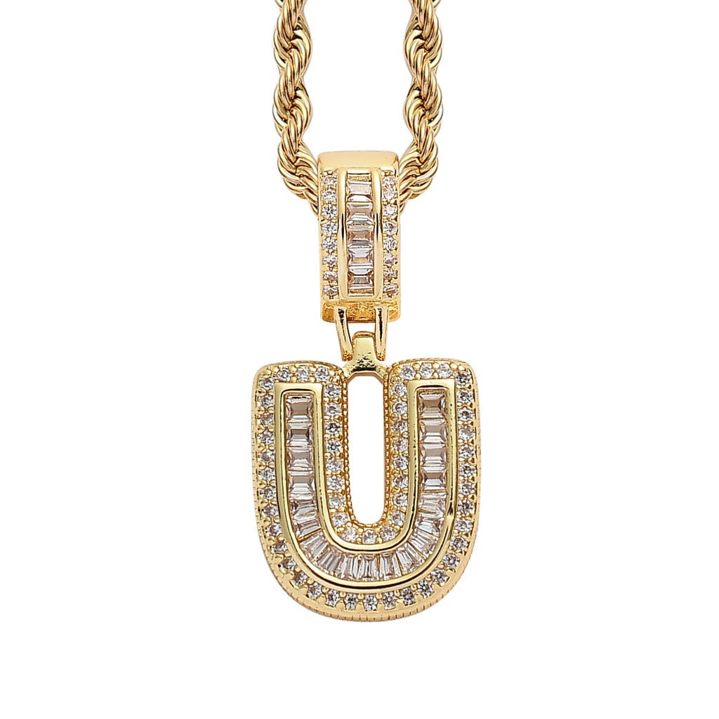 Letter Pendant with Gold Chain