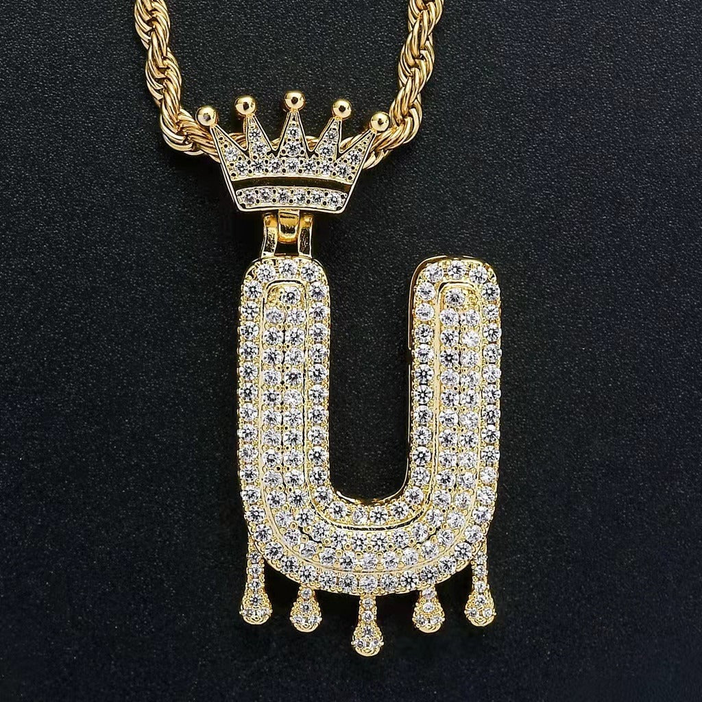 Gold Drip Letter Pendant