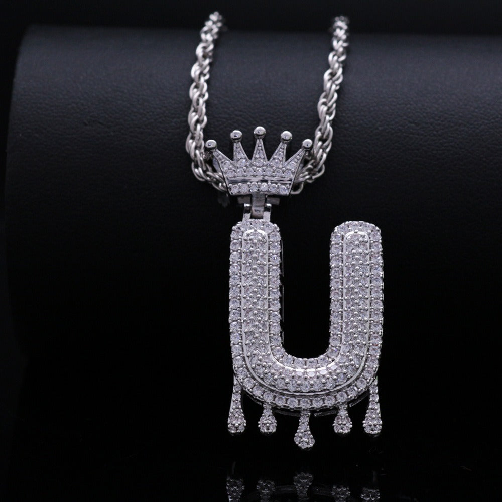 Silver Drip Letter Pendant