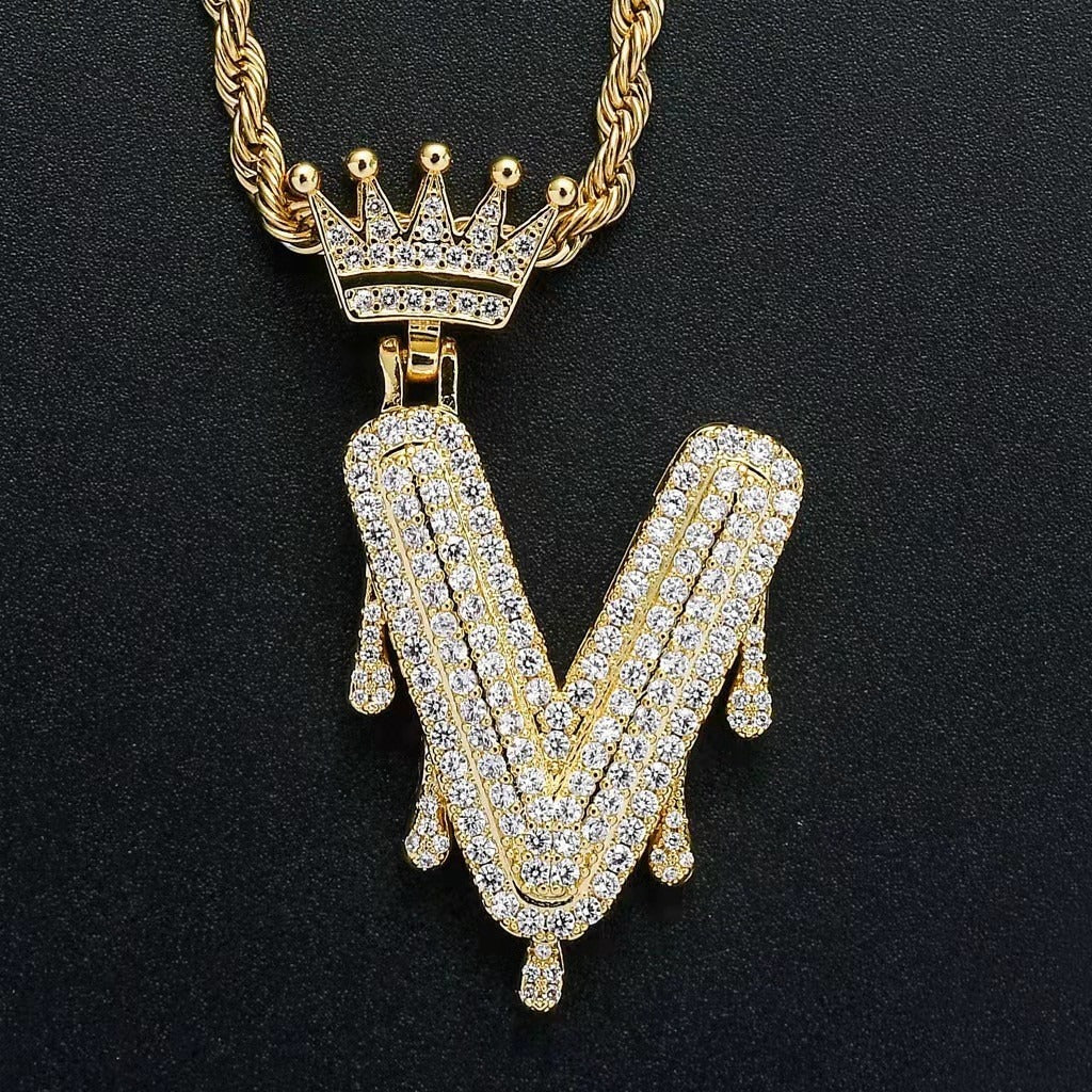 Gold Drip Letter Pendant