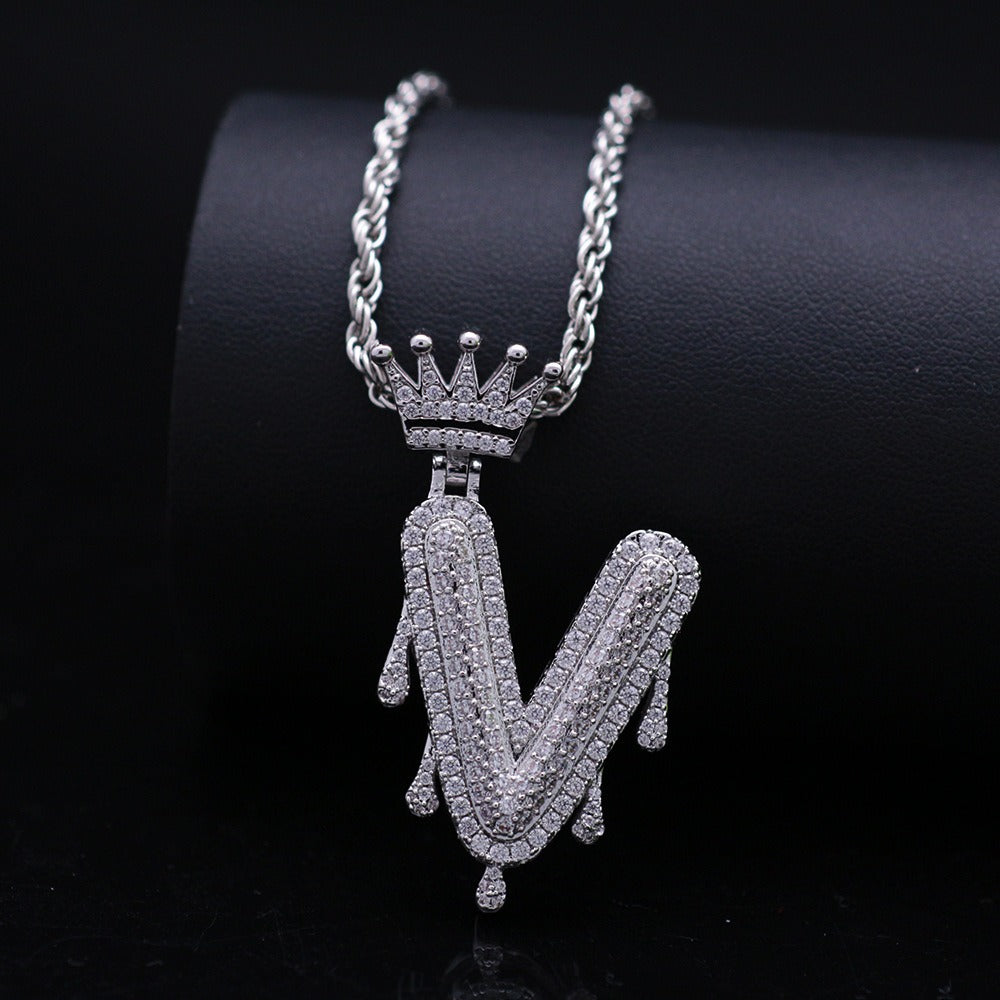 Silver Drip Letter Pendant