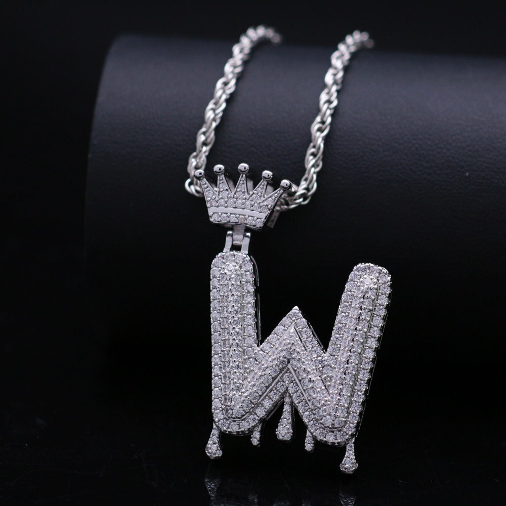 Silver Drip Letter Pendant