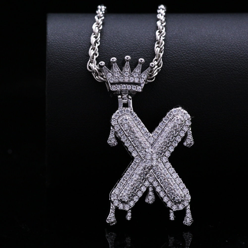 Silver Drip Letter Pendant