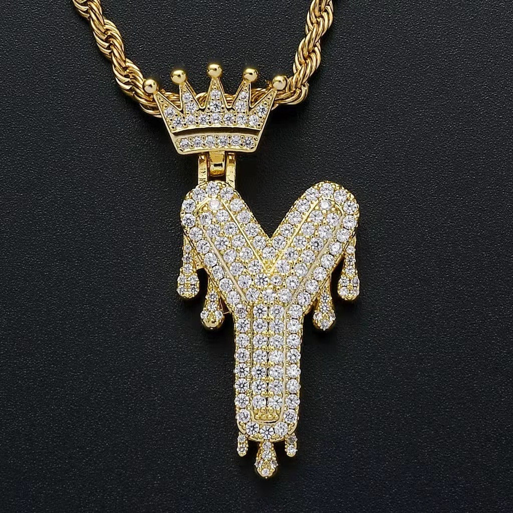 Gold Drip Letter Pendant