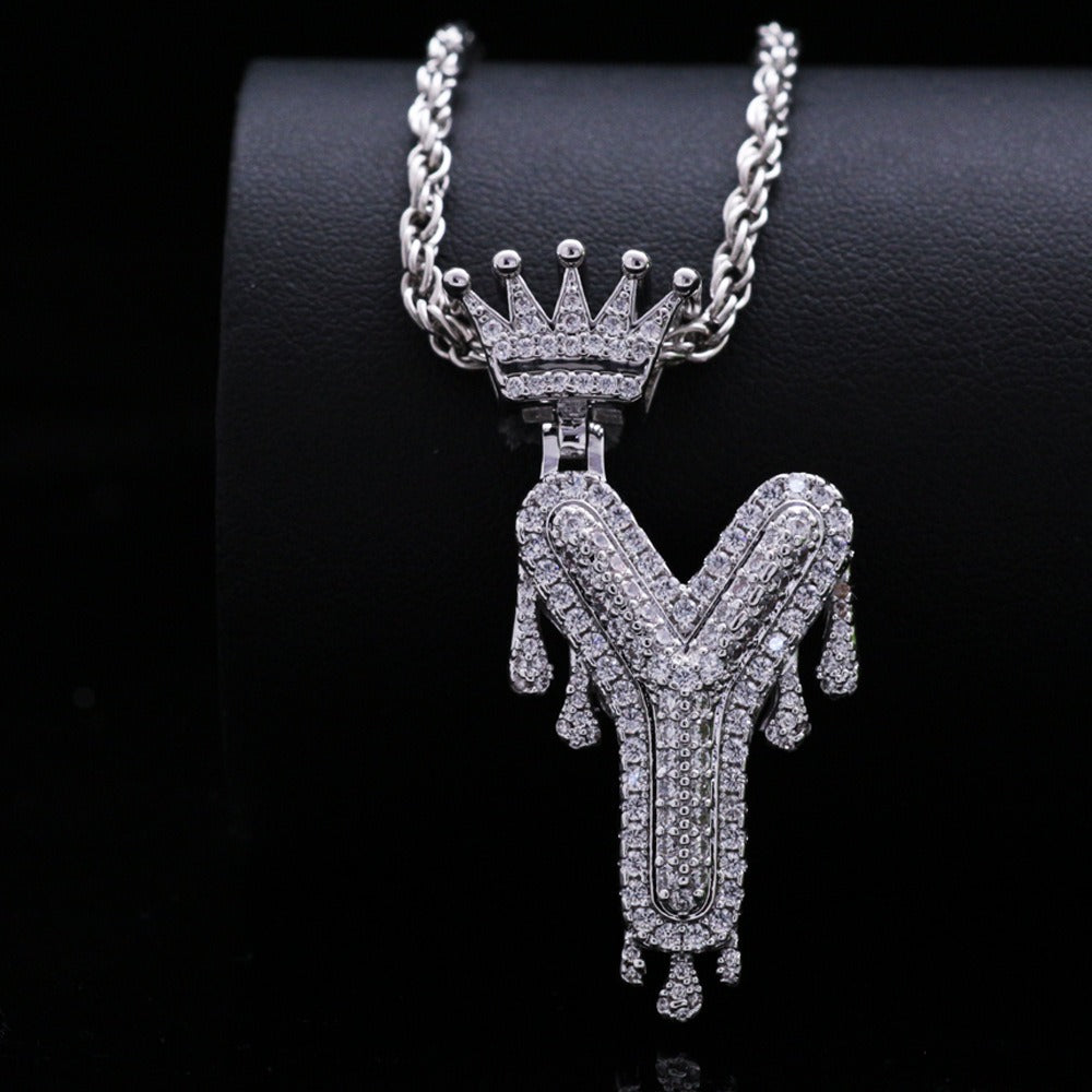 Silver Drip Letter Pendant