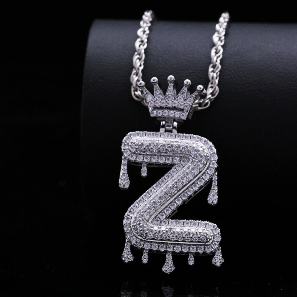 Silver Drip Letter Pendant
