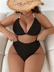 Berkley Two Piece Bikini Halter Plus Size Black