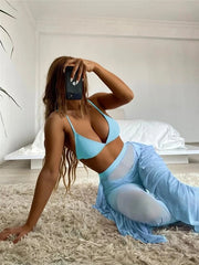 Maya Swimsuit and Coverup Sky Blue