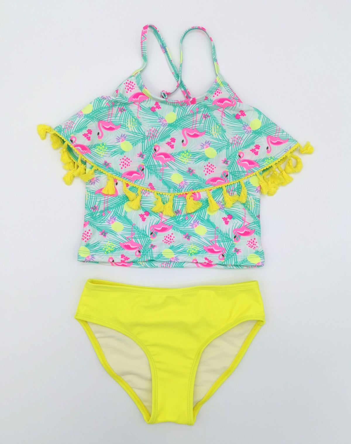 Iris Green and Yellow Tassel Flamingo 2-pieces