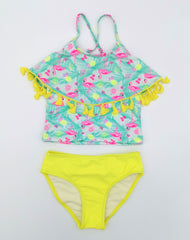 Iris Green and Yellow Tassel Flamingo 2-pieces
