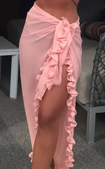 Ruffled Long Skirt Wrap PINK