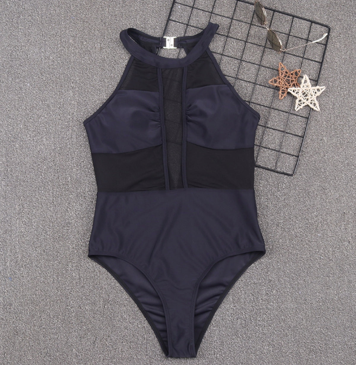 Hyacinth Black Mesh One Piece