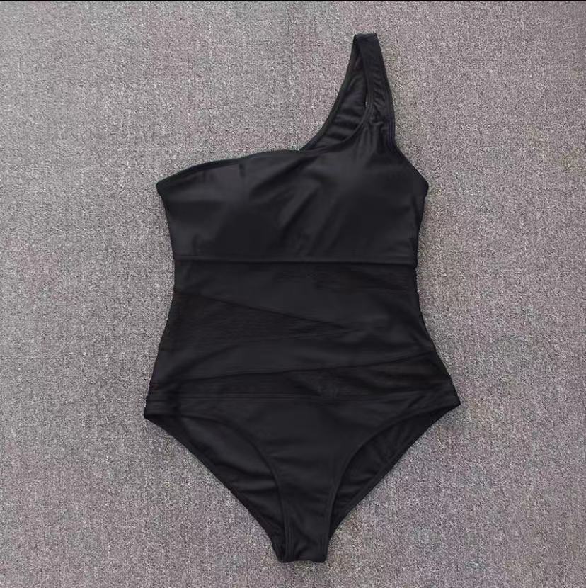 Hannah One Shoulder One Piece Black