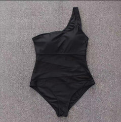 Hannah One Shoulder One Piece Black